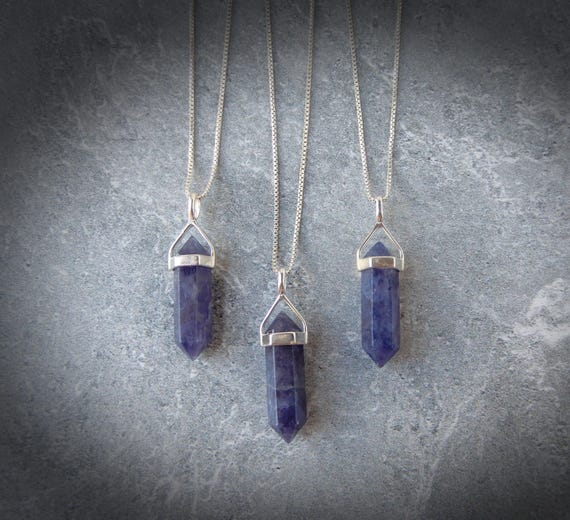 Iolite Gemstone Necklace Sterling Silver • Genuine Iolite • Purple Iolite Point • Sterling Iolite Pendant • Blue Periwinkle Gemstone