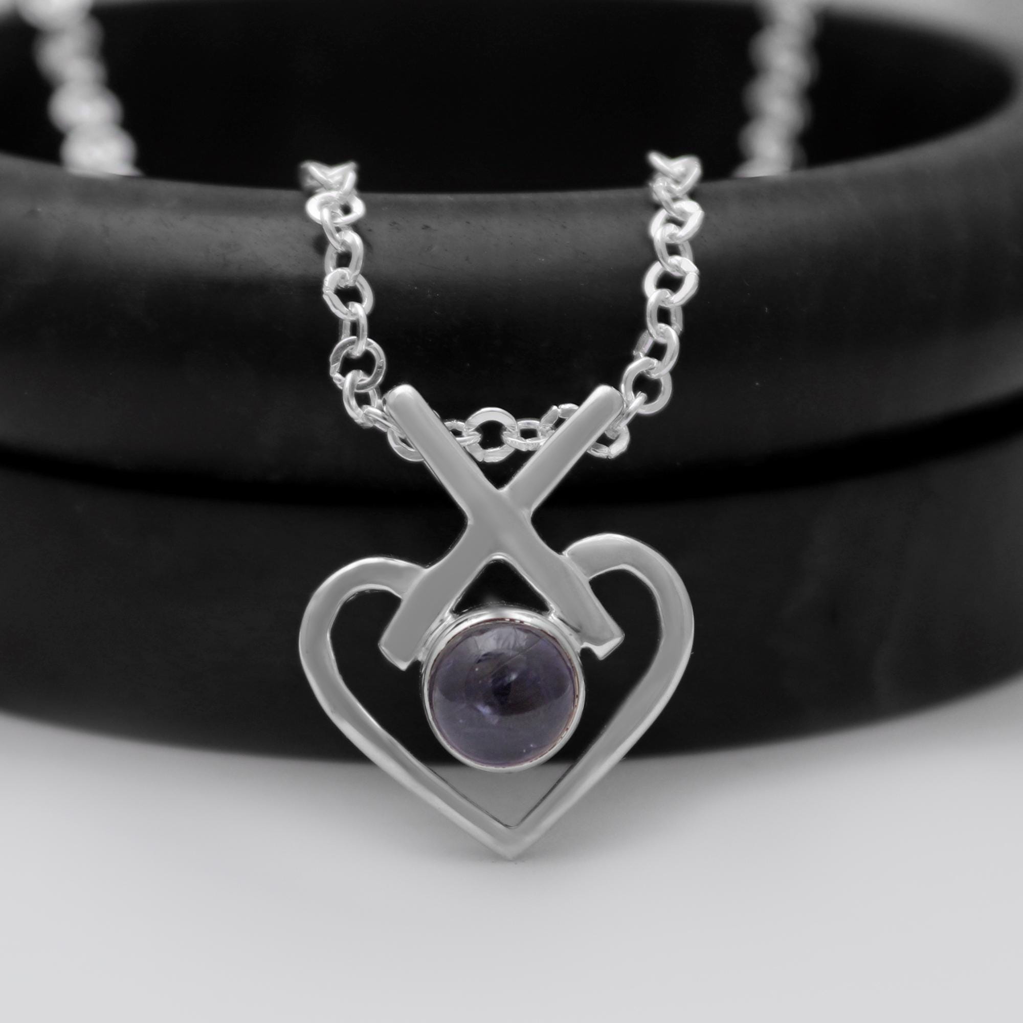 Iolite Heart Pendant, 925 Sterling Silver, Handmade, Natural Gemstone Iolite Heart Pendant, 925 Sterling Silver, Handmade, Natural Gemstone