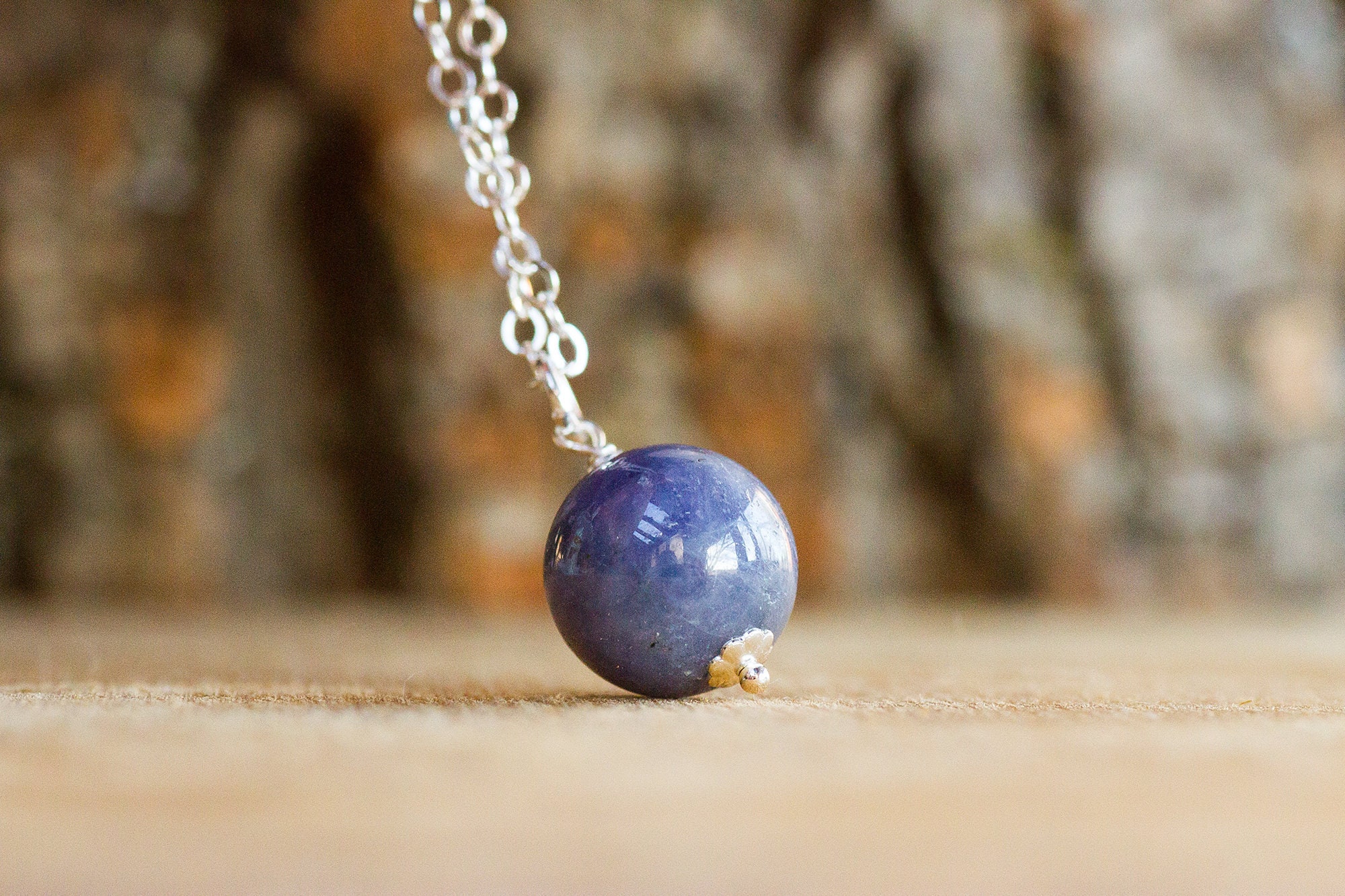 Iolite Initial Pendant - Iolite Necklace - Iolite Choker - Personalized Gemstone Jewelry - Iolite Jewelry -