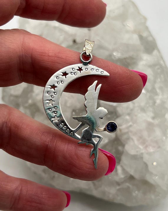 Moon Dancing Fairy Pendant With An Iolite Accent Moon Dancing Fairy Pendant With An Iolite Accent