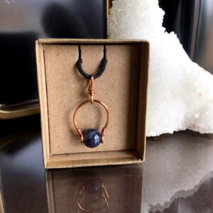 Iolite Pendant Necklace: Handmade Copper Wire Wrapped Jewelry Iolite Pendant Necklace: Handmade Copper Wire Wrapped Jewelry