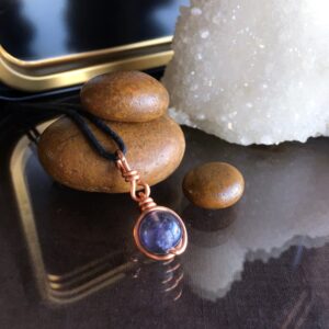 Iolite Necklace: Handmade Copper Wire Wrapped Pendant Iolite Necklace: Handmade Copper Wire Wrapped Pendant