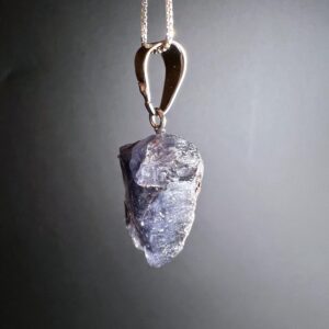 Raw Iolite Pendant 29mm , Small Cordierite Chunky Stone Necklace