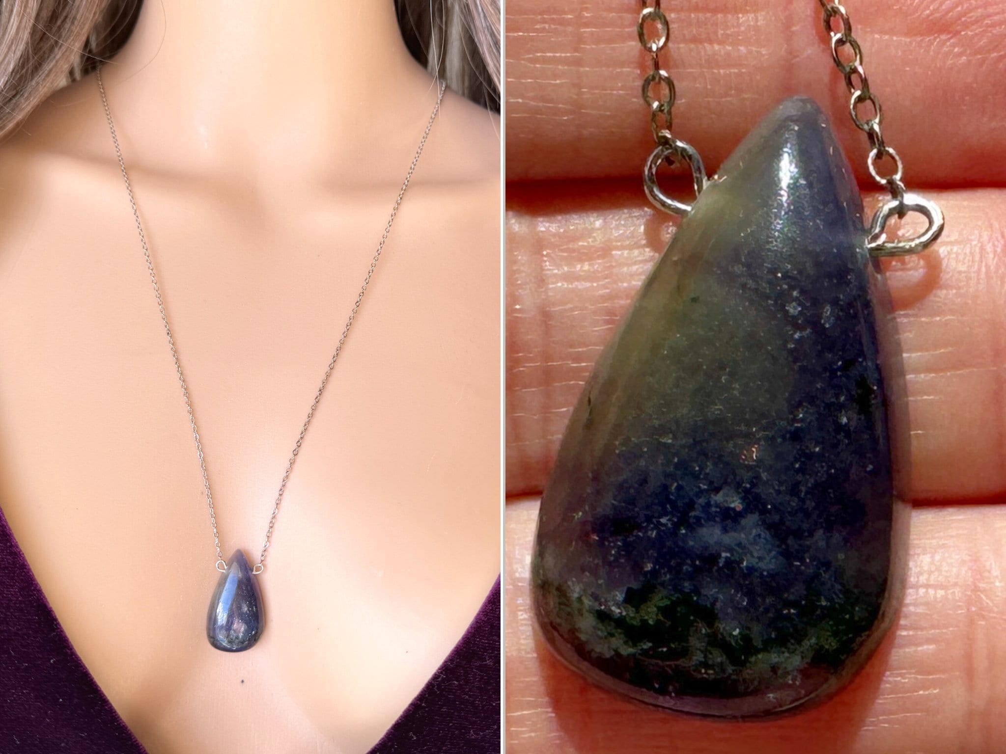 Raw Iolite Necklace, Iolite Crystal Necklace, Blue Iolite Jewelry, Gold Or Silver Iolite Pendant Necklace, Blue Stone Necklace Actual Stone