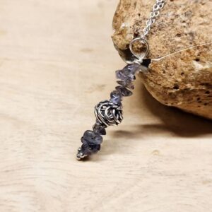 Small Iolite Pendant Necklace. Bali Silver. Reiki Jewelry Uk. 21st Anniversary Gemstone Small Iolite Pendant Necklace. Bali Silver. Reiki Jewelry Uk. 21st Anniversary Gemstone