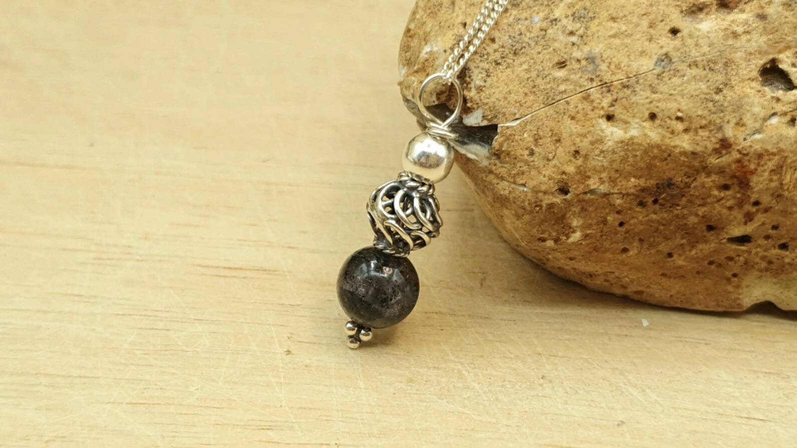 Small Iolite Necklace, Silver 21st Anniversary Gemstone