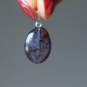 Iolite Pendant Wealth Watch Blue Indigo Crystal Sterling Silver Iolite Pendant Wealth Watch Blue Indigo Crystal Sterling Silver