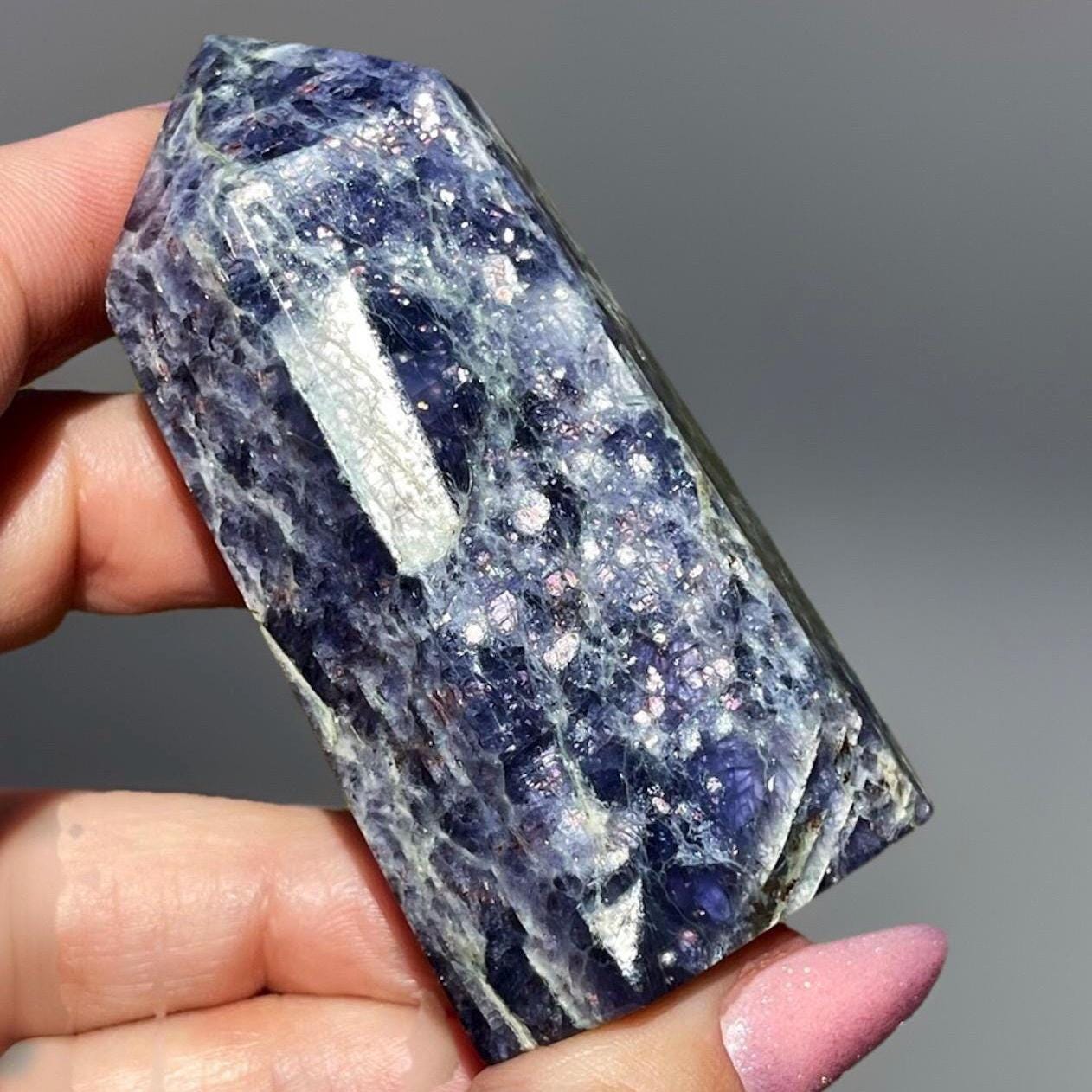 Iolite Tower With Pink Confetti • Rare Crystal Find • Cordierite • Dichroite • Water Sapphire Point • Purple & Blue Crystals