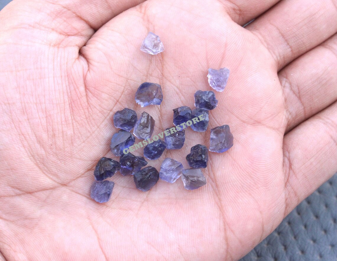 50 Iolite Raw Gemstones: Natural Rough Blue Mineral (6-8 Mm)