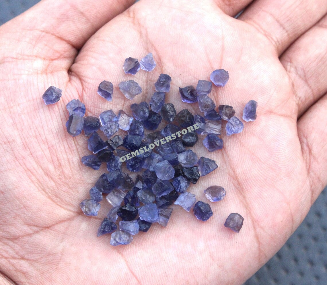 50 Violet Iolite Crystal Roughs: Natural Raw Gemstones (4-6 Mm)