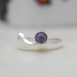 925 Sterling Silver Iolite Ring, Handmade Wavy Band Ring, Crown Design Minimalist Boho Jewelry, Unique Gift For Her, Size #8 925 Sterling Silver Iolite Ring, Handmade Wavy Band Ring, Crown Design Minimalist Boho Jewelry, Unique Gift For Her, Size #8