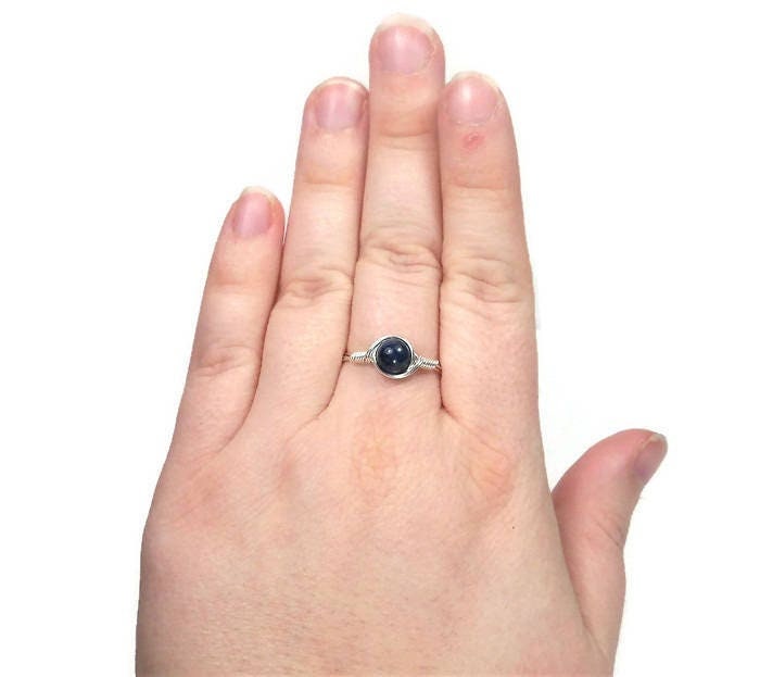Iolite .999 Fine Silver Wire Wrapped Stone Ring Iolite .999 Fine Silver Wire Wrapped Stone Ring
