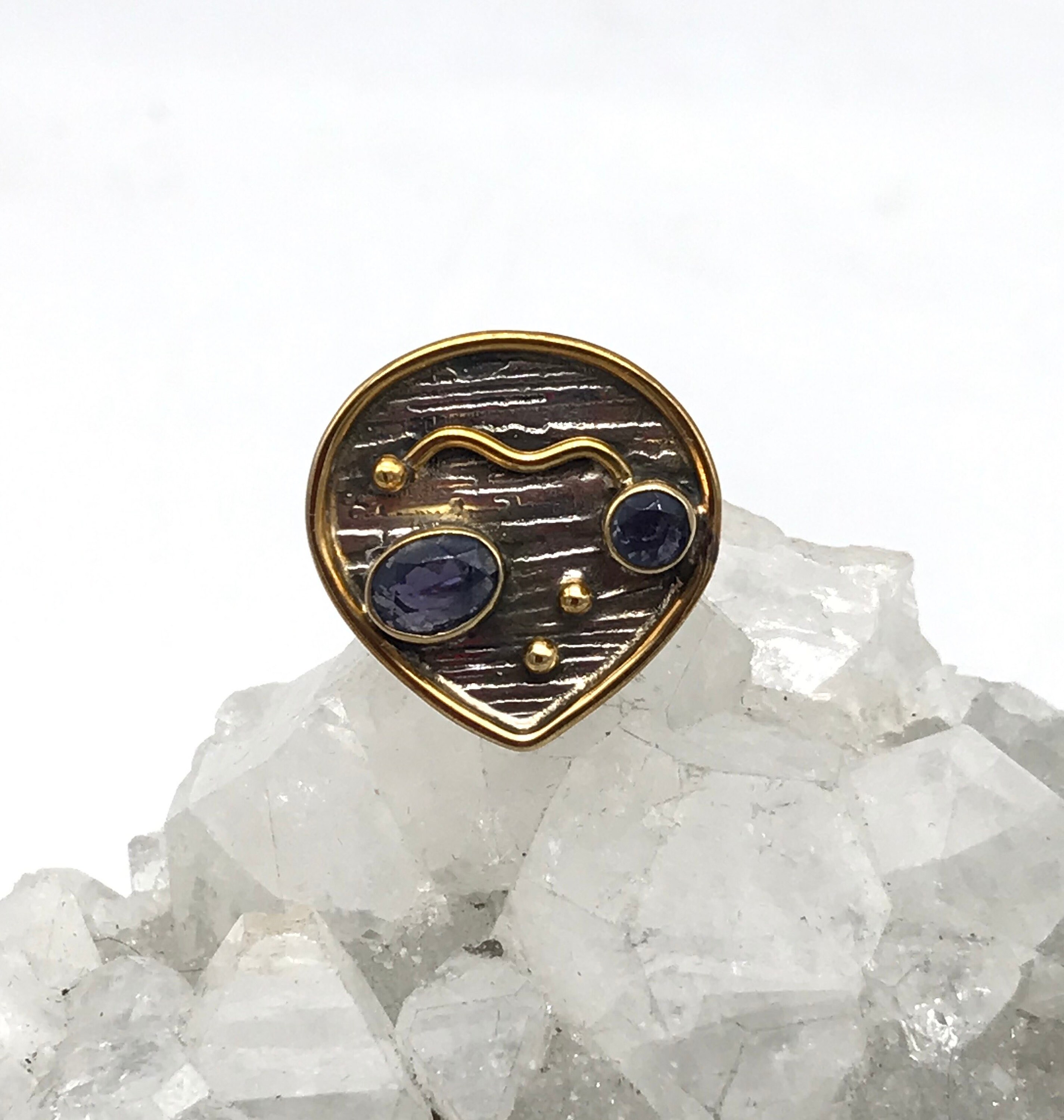 Abstract Iolite Ring, Size 5 1/2
