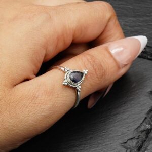 Blue Iolite 925 Sterling Silver Ring, Natural Gemstone Ring, Handmade Silver Jewelry Blue Iolite 925 Sterling Silver Ring, Natural Gemstone Ring, Handmade Silver Jewelry