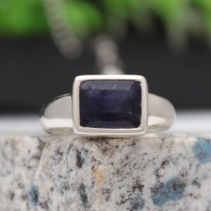 Iolite Ring, Blue Gemstone, 925 Sterling Silver, Statement Jewelry, Rectangular Stone Iolite Ring, Blue Gemstone, 925 Sterling Silver, Statement Jewelry, Rectangular Stone