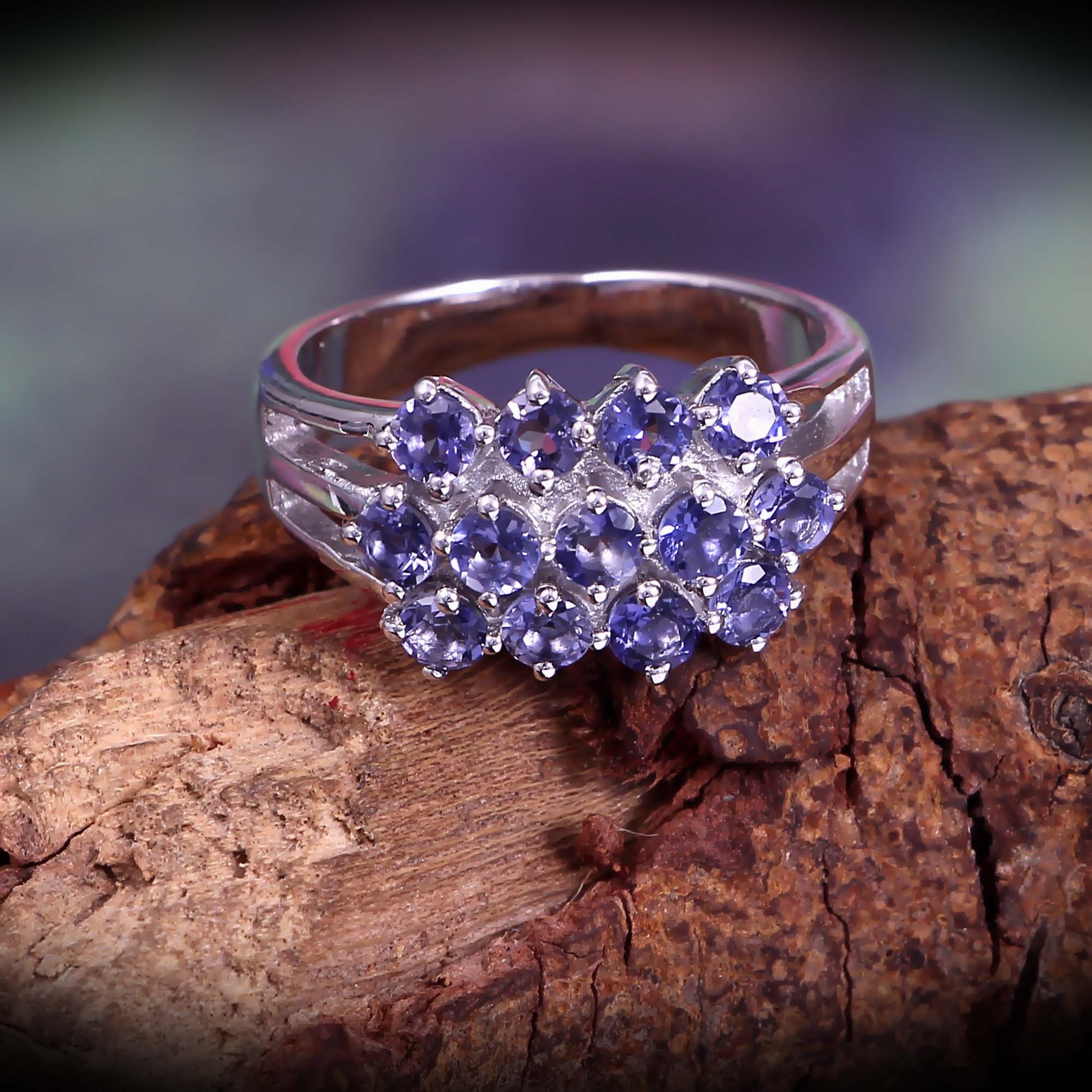 Iolite Cluster Ring,cocktail Ring,925 Sterling Silver,vintage Ring,bohemian Statement Ring,art Deco,joy Rings For Women,gift For Mom