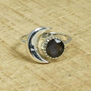 Iolite Crescent Moon Ring: 925 Sterling Silver Marquise Gemstone Iolite Crescent Moon Ring: 925 Sterling Silver Marquise Gemstone