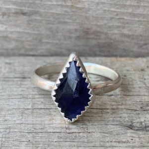 Dainty Diamond Shaped Faceted Iolite Sterling Silver Ring , Geometric Iolite Ring , Purple Stone Ring , Engagement Ring , Size 7.5-8 Dainty Diamond Shaped Faceted Iolite Sterling Silver Ring , Geometric Iolite Ring , Purple Stone Ring , Engagement Ring , Size 7.5-8