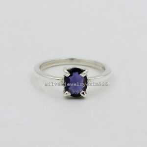 Handmade Iolite 925 Sterling Silver Ring: Oval Gemstone Handmade Iolite 925 Sterling Silver Ring: Oval Gemstone