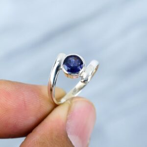 Handmade AAA Iolite 925 Sterling Silver Ring, Minimalist Handmade AAA Iolite 925 Sterling Silver Ring, Minimalist