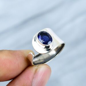 Handmade Iolite Gemstone Ring: Adjustable 925 Sterling Silver Jewelry Handmade Iolite Gemstone Ring: Adjustable 925 Sterling Silver Jewelry