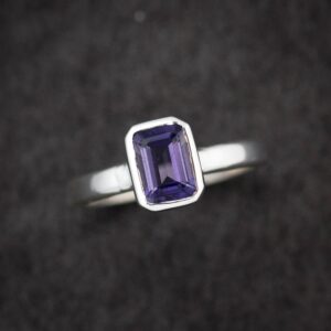 Handmade Iolite Sterling Silver Stacking Ring: Water Sapphire Gemstone Handmade Iolite Sterling Silver Stacking Ring: Water Sapphire Gemstone