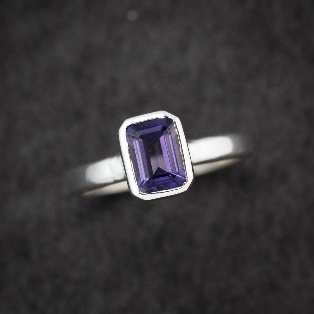 Handmade Iolite Sterling Silver Stacking Ring: Water Sapphire Gemstone Handmade Iolite Sterling Silver Stacking Ring: Water Sapphire Gemstone