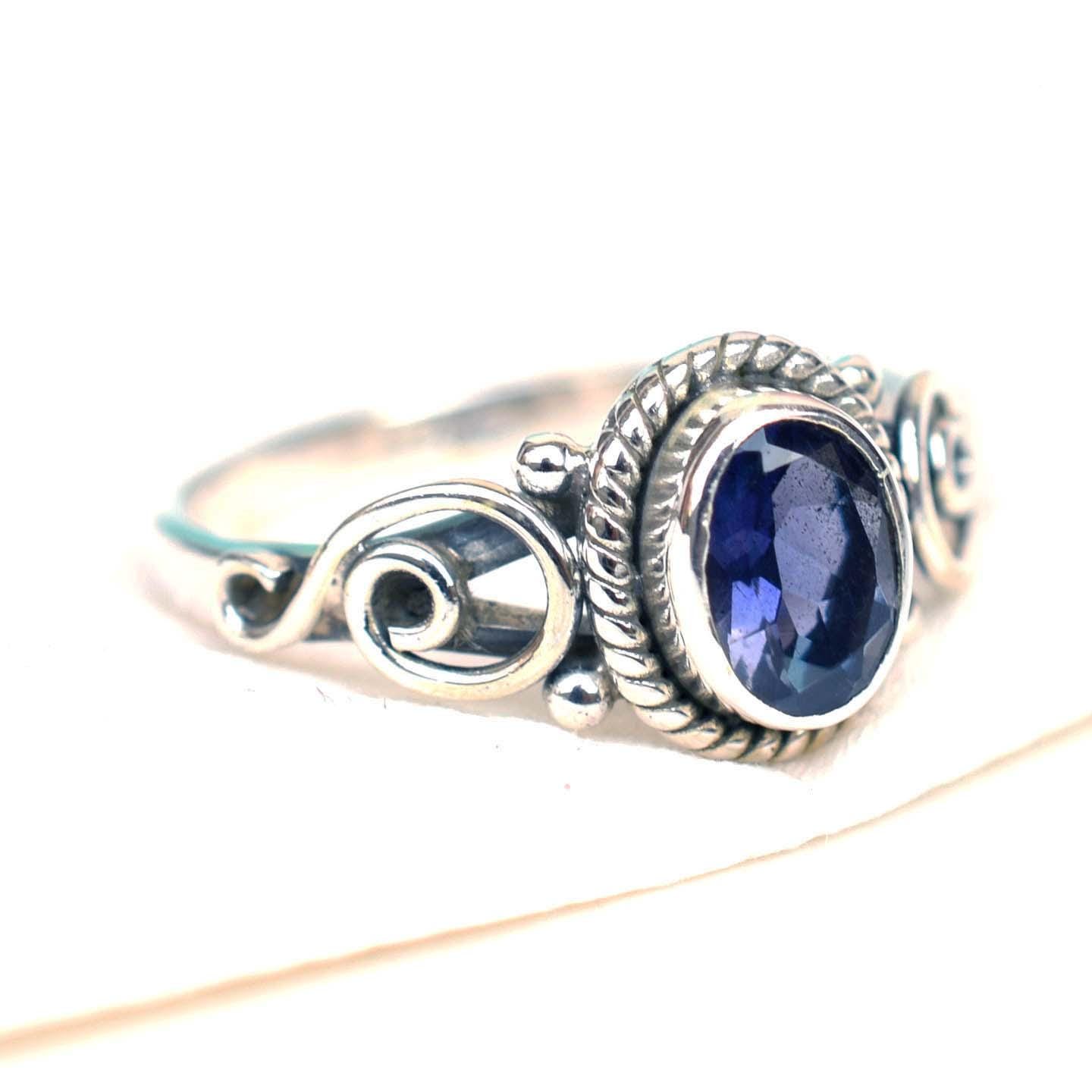Handmade Sterling Silver Iolite Ring: November Birthstone Handmade Sterling Silver Iolite Ring: November Birthstone