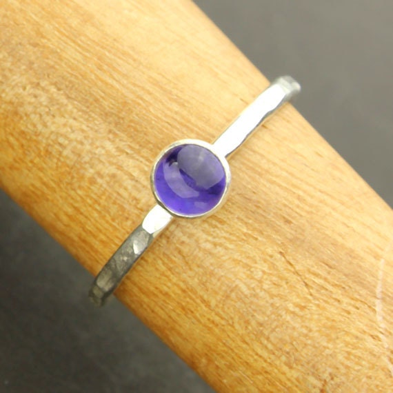 Inventory Reduction Sale, Iolite Stacking Ring Iolite Natural Purple Blue Gemstone Sterling Silver Ring, Sizes 6, 7, 9