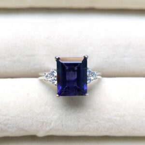 Natural iolite Ring, 925 Sterling Silver Ring, Octagon Cut Iolite Ring, Hand Made Ring, Wedding Ring, Engagement Ring, Gift for Her