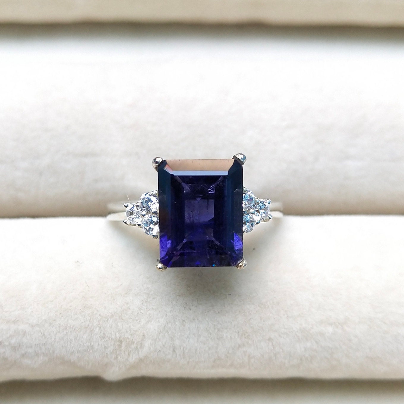 Natural Iolite Ring, 925 Sterling Silver Ring, Octagon Cut Iolite Ring, Hand Made Ring, Wedding Ring, Engagement Ring, Gift For Her
