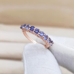 Natural Iolite Band Ring, 925 Sterling Silver Ring, Round Cut Iolite Ring, Iolite Silver Ring Iolite Eternity Band Ring, Iolite Wedding Band Natural Iolite Band Ring, 925 Sterling Silver Ring, Round Cut Iolite Ring, Iolite Silver Ring Iolite Eternity Band Ring, Iolite Wedding Band