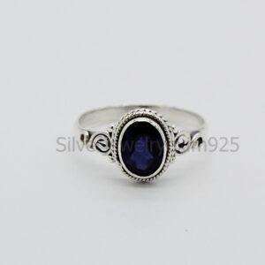Oval Iolite Ring: 925 Sterling Silver Birthstone Ring