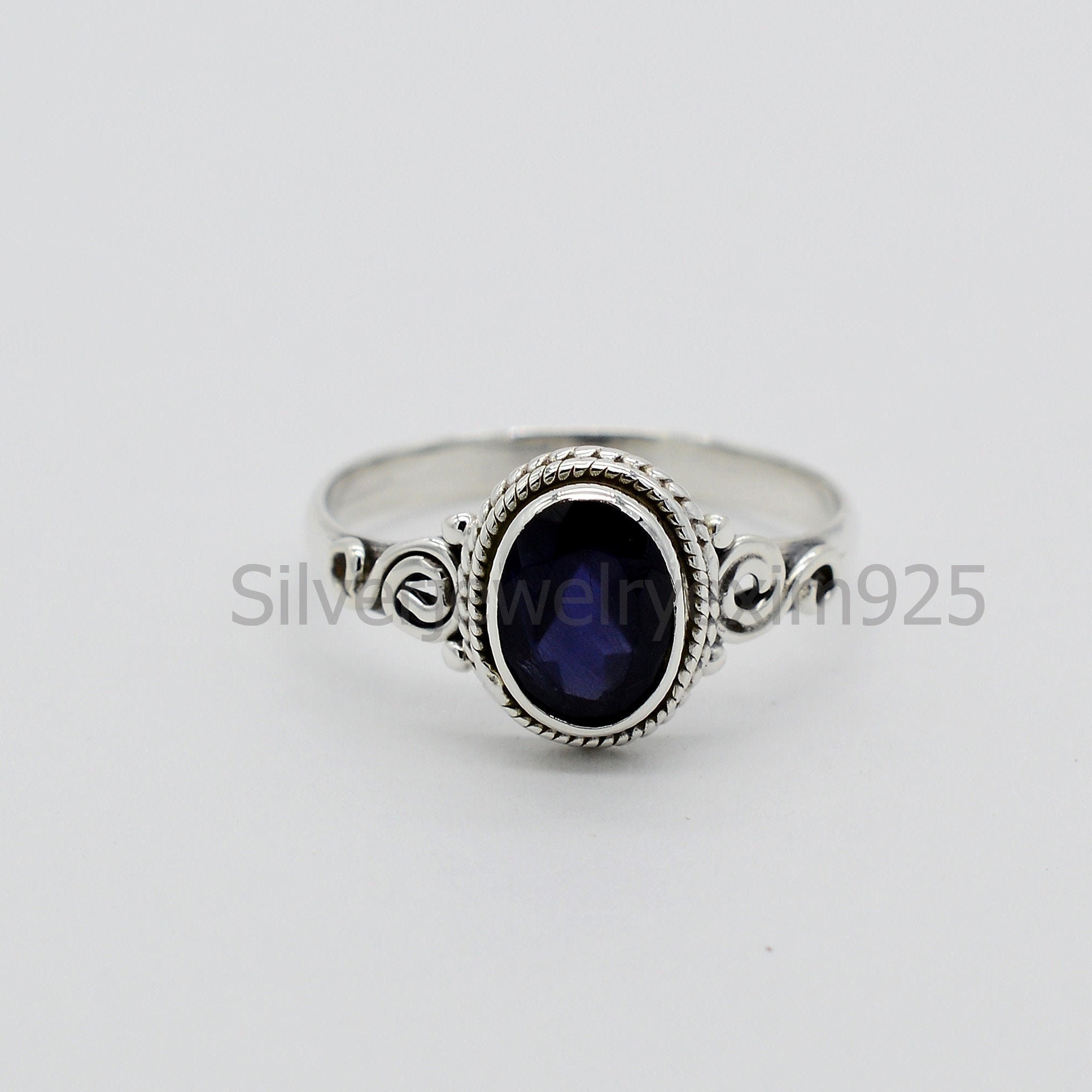 Oval Iolite Ring: 925 Sterling Silver Birthstone Ring Oval Iolite Ring: 925 Sterling Silver Birthstone Ring