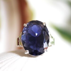 Oval Iolite Ring: Sterling Silver Prong Setting, Size 6 Oval Iolite Ring: Sterling Silver Prong Setting, Size 6