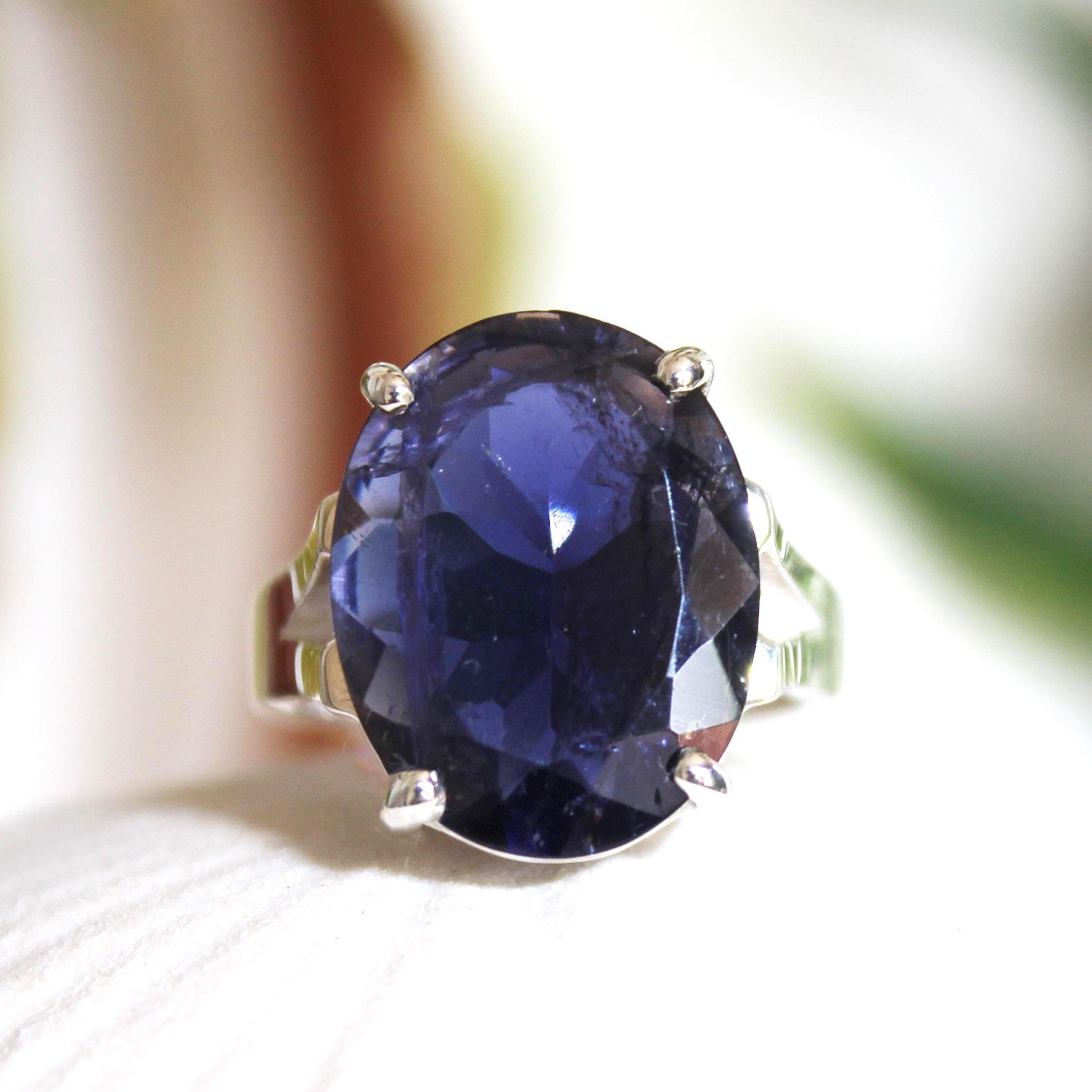 Oval Iolite Ring: Sterling Silver Prong Setting, Size 6 Oval Iolite Ring: Sterling Silver Prong Setting, Size 6