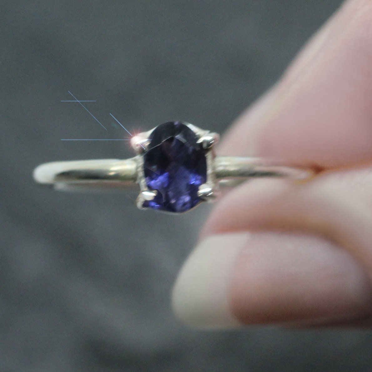 Periwinkle - Natural Iolite Sterling Silver Ring Size 9.5