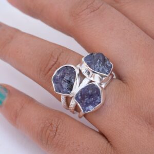 Raw Iolite Ring: Sterling Silver, Rough Stone, September Birthstone Raw Iolite Ring: Sterling Silver, Rough Stone, September Birthstone