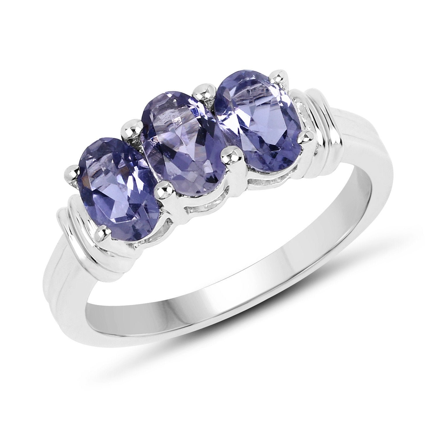 Iolite Silver Ring, Natural 3-stone Iolite Ring In 925 Sterling Silver, Iolite Silver Ring For Women Iolite Silver Ring, Natural 3-stone Iolite Ring In 925 Sterling Silver, Iolite Silver Ring For Women