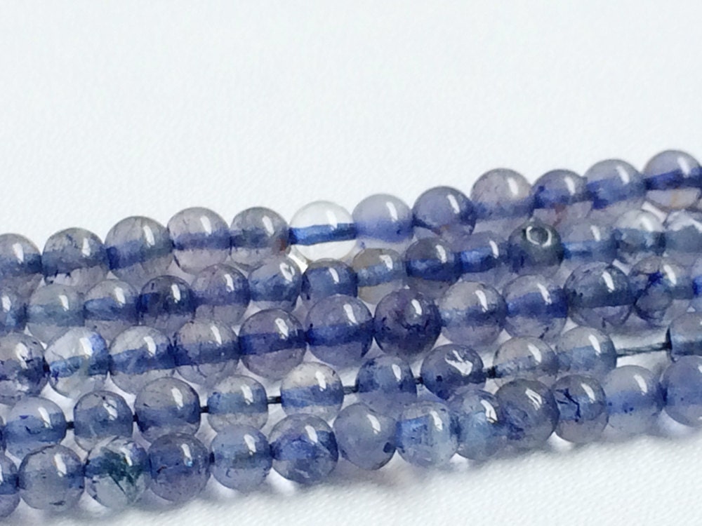 3.5mm Iolite Smooth Beads, Blue Iolite Plain Rondelle, Blue Iolite Ball Beads, 13 Inch Iolite Gemstone Bead For Jewelry (1st To 5st Options)