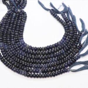 AAA Natural Iolite Smooth Rondelle Beads, 7.5-8.5 MM Iolite Gemstone Beads, 10 Inch Iolite Plain Rondelle Beads, Iolite Shaded Plain Beads