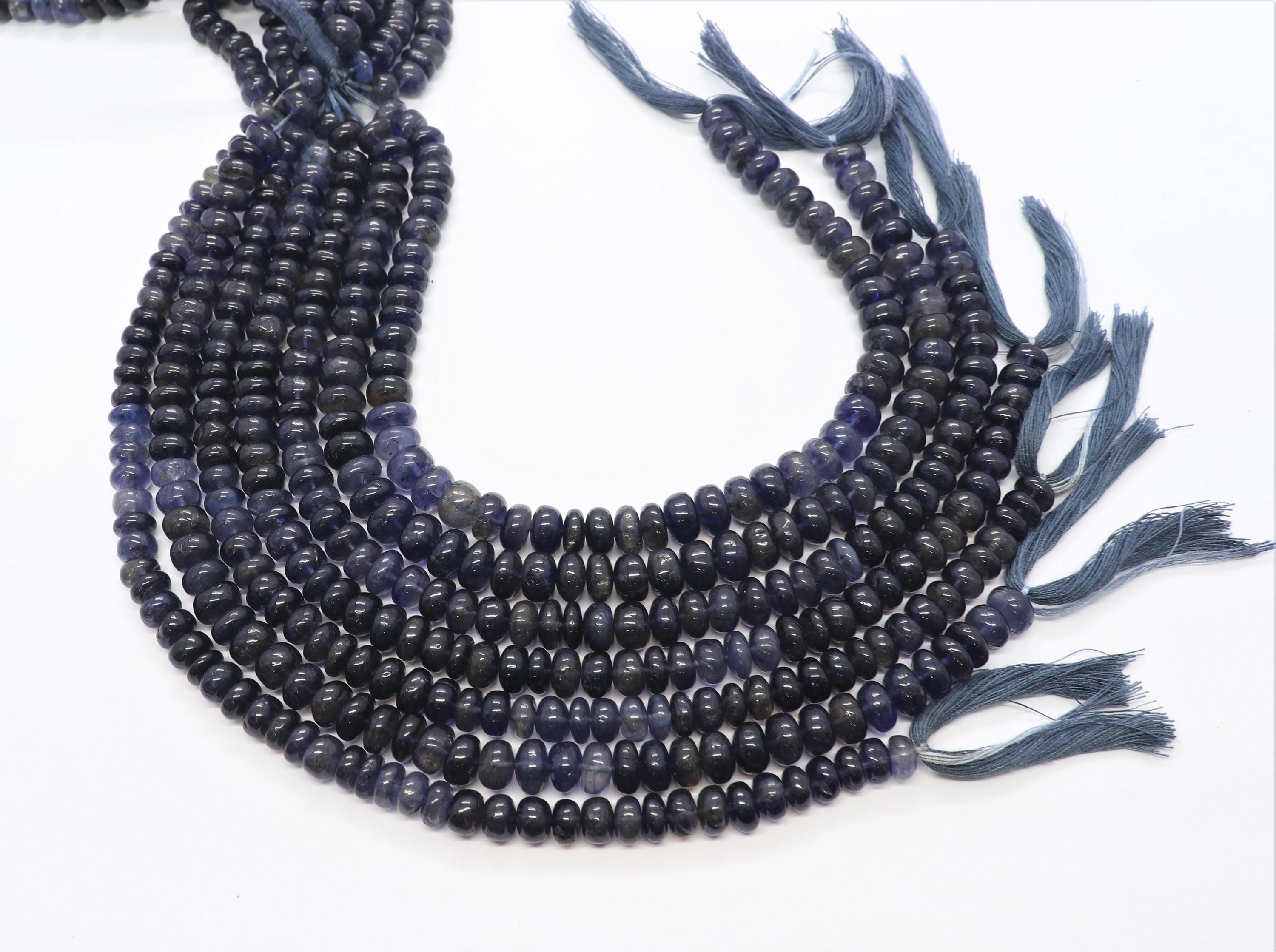 Aaa Natural Iolite Smooth Rondelle Beads, 7.5-8.5 Mm Iolite Gemstone Beads, 10 Inch Iolite Plain Rondelle Beads, Iolite Shaded Plain Beads