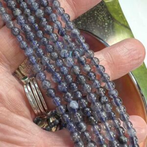 Iolite  Rondelle Beads 4-5mm approx /Rustic Iolite Beads  / Blue Gemstone Beads / Natural Handmade Iolite Gemstone Beads / 4 beads