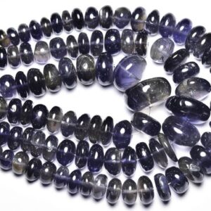 Iolite Rondelle Beads - 7.5 inches - Natural Smooth Iolite Rondelle - Size is 6.5 - 12 mm #2527