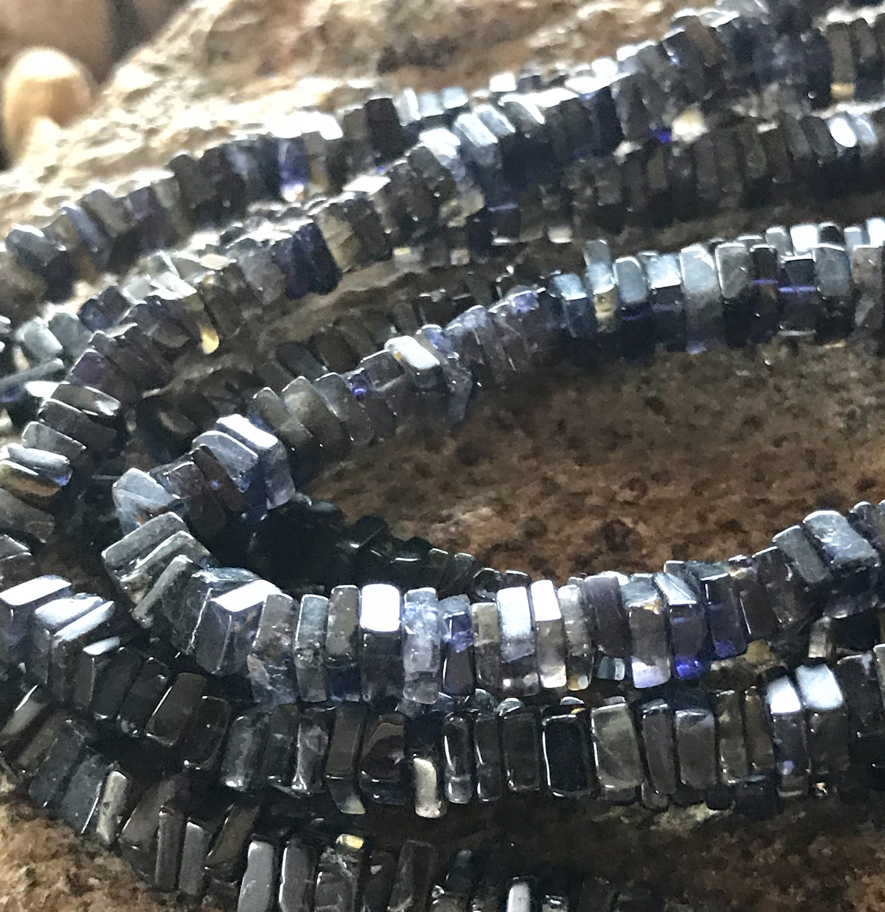 Iolite Beads Square Rondelles Center Drilled Semiprecious Stone Gemstone 5mm