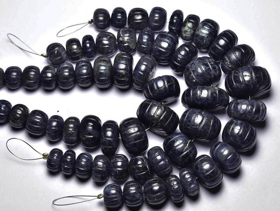 Big Iolite Hand Carved Rondelle Beads - 6.5 Inches - Natural Iolite Hand Carved Rondelle - Size Is 10 - 18 Mm #2535a Big Iolite Hand Carved Rondelle Beads - 6.5 Inches - Natural Iolite Hand Carved Rondelle - Size Is 10 - 18 Mm #2535a