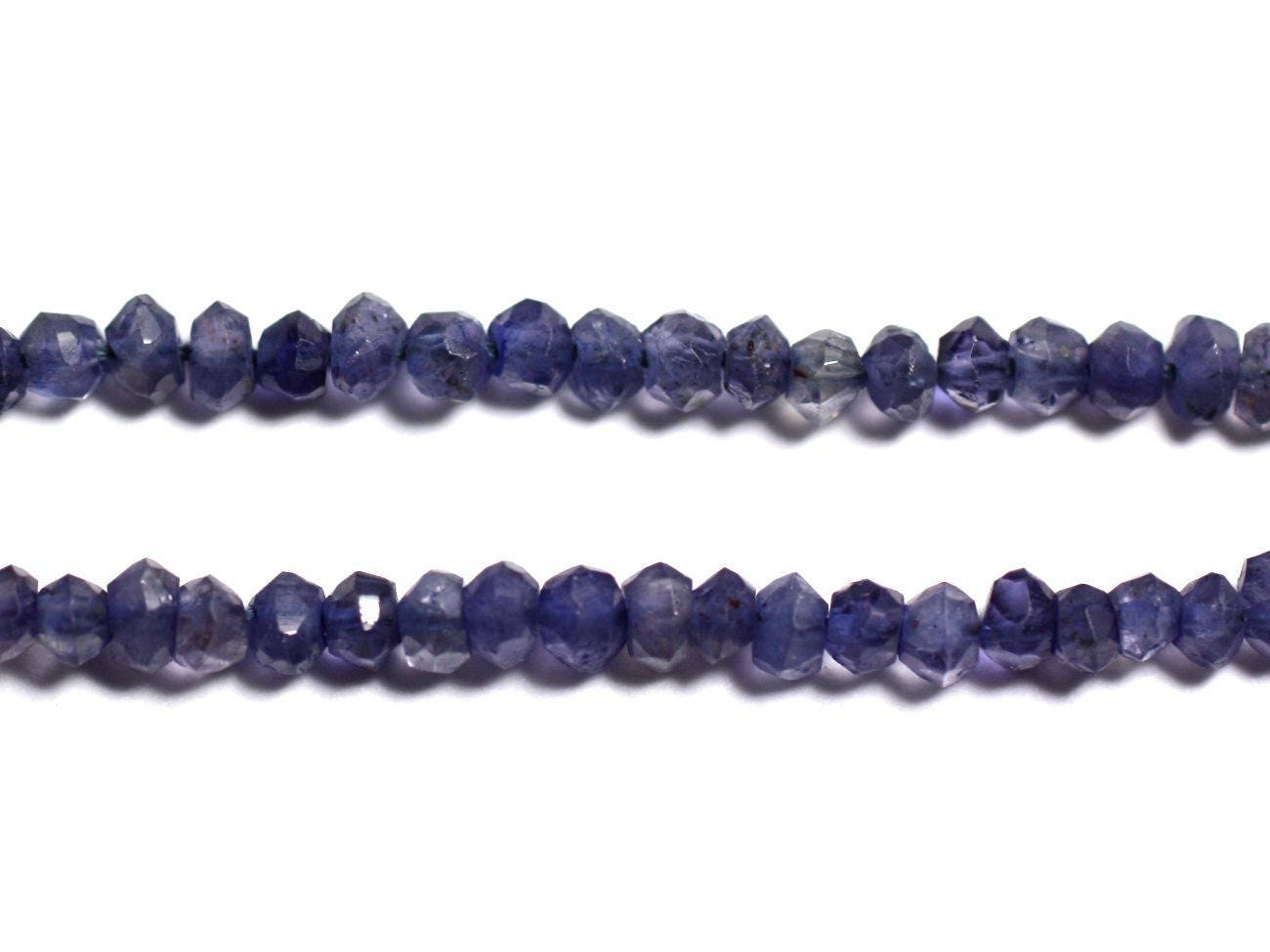 Fil 33cm 140pc Env - Perles Pierre - Iolite Cordiérite Rondelles Facettées 2-5mm Bleu Violet Gris Indigo Fil 33cm 140pc Env - Perles Pierre - Iolite Cordiérite Rondelles Facettées 2-5mm Bleu Violet Gris Indigo
