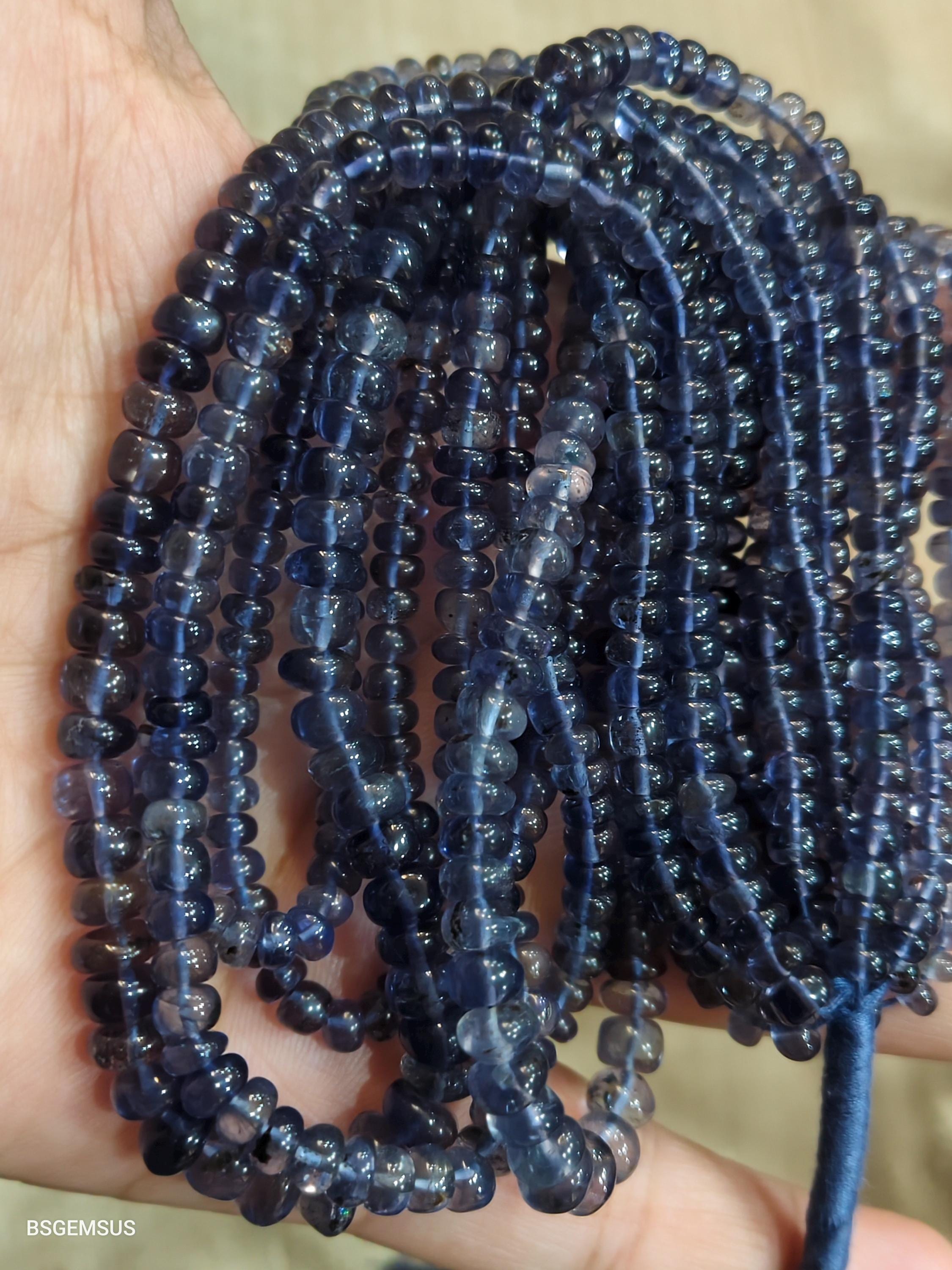 Natural Iolite Smooth Rondelles,size 4-7mm