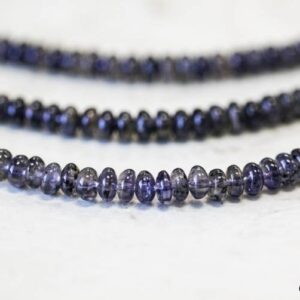 S/ Iolite 6-7mm Rondelle Beads 15.5“ Strand Dark Blue Gemstone Smooth Spacer, Natural Iolite Beads For Jewelry Supply