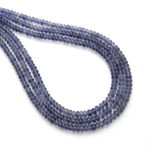 Iolite Smooth Rondelle Beads, 3 Mm To 4.5 Mm, Iolite Jewelry Making Beads, 8 Inches / 16 Inches Full Strand, Price Per Strand